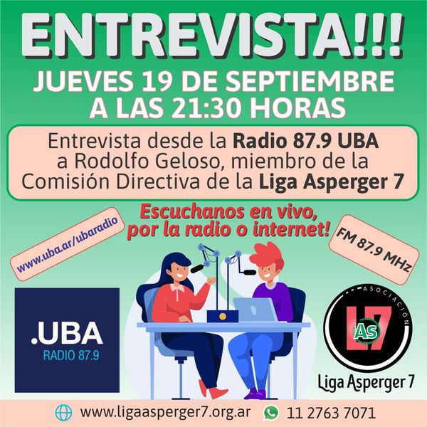 Imagen promocional de entrevista a Rodolfo Geloso en Radio UBA 87.9 a las 21.30hs